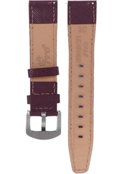 LW38-43 20 mm Hakiki Deri Safiano Bordo Kordon Silver Toka modelleri