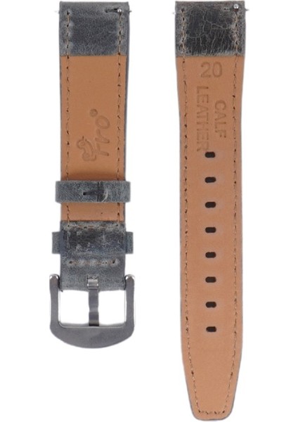LW38-43 20 mm Hakiki Deri Spor Gri Kordon Silver Toka modelleri