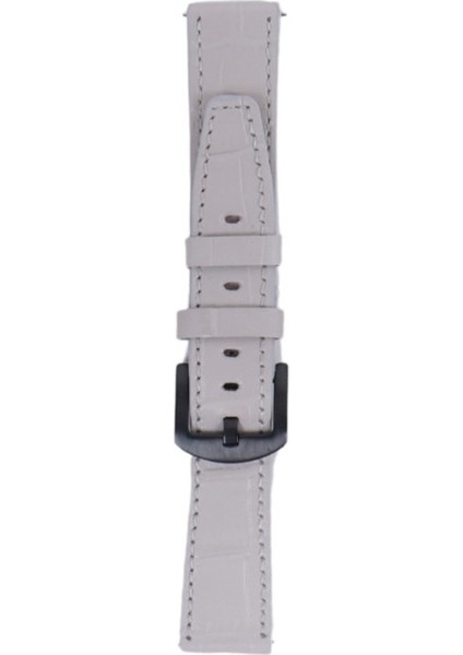LW38-43 20 mm Hakiki Deri Kroko Krem Kordon Siyah Toka