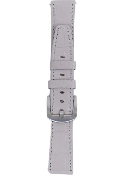 LW38-43 20 mm Hakiki Deri Kroko Krem Kordon Silver Toka