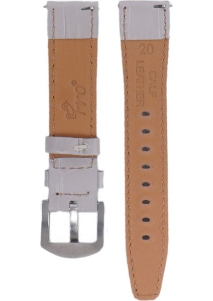 LW38-43 20 mm Hakiki Deri Kroko Krem Kordon Silver Toka modelleri