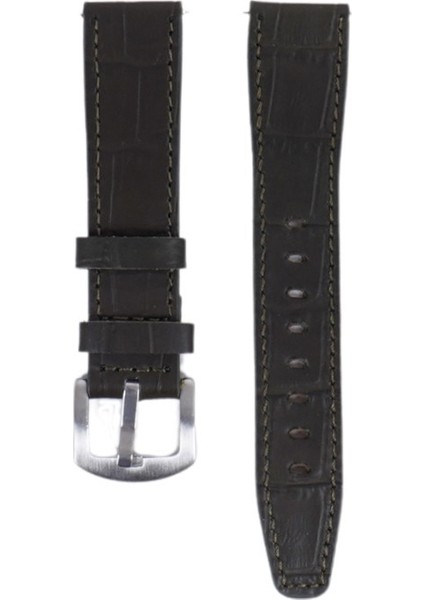 LW38-43 20 mm Hakiki Deri Kroko Haki Kordon Siyah Toka
