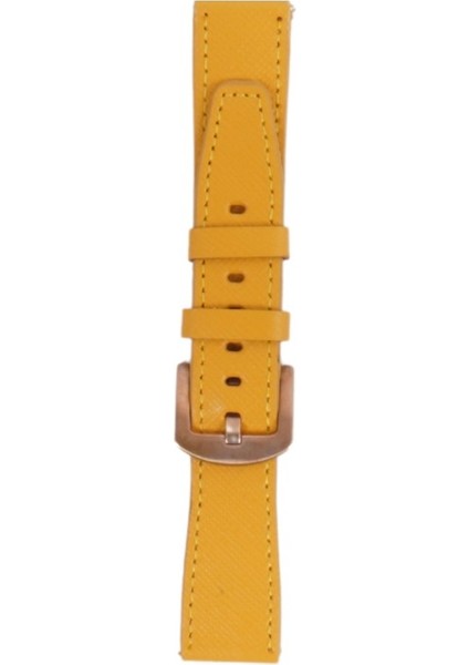 LW38-43 20 mm Hakiki Deri Safiano Sarı Kordon Gold Toka