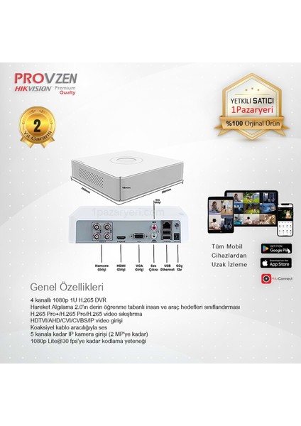 Premium Hikvision 4 Kameralı Güvenlik Kamera Seti 500Gb