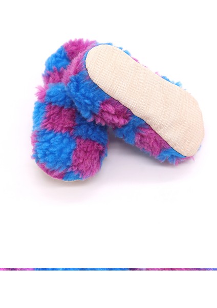 Damalı Mavi Bordo Peluş Pamuklu Kaydırmaz Bebek Patik fiyatları