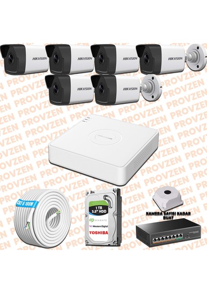Hıkvısıon 6 Kameralı İp Kamera Seti 1080P Mikrofonlu