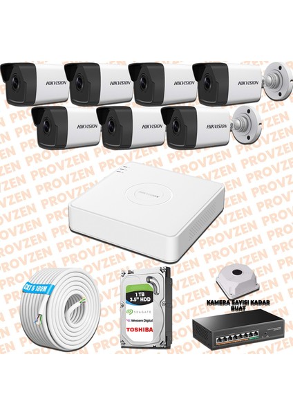 Hıkvısıon 7 Kameralı İp Kamera Seti 1080P Mikrofonlu