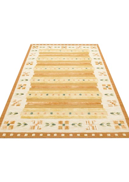 Maya Kilim Myk 02 Gold Yüksek Alçak Dokulu, Etnik Motiflere Sahip Yün Kilim indirimleri