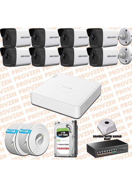 Hıkvısıon 8 Kameralı İp Kamera Seti 1080P Mikrofonlu