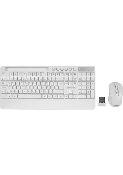 9676 Multimedya Tablet Telefon Standlı Klavye Mouse Set 2.4 Ghz Kablosuz Set Wireless Set Pilli Türkçeq