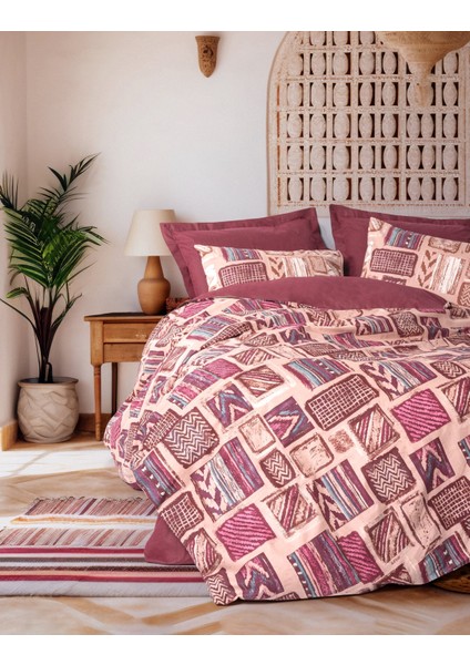 Ethnic Tek Kişilik Estilo Bordo Nevresim Takımı