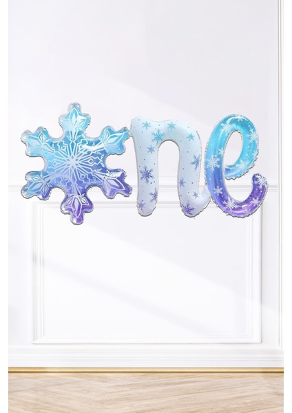 Frozen temalı 1 yaş balonu kar tanesi one yazılı 1 yaş doğum günü balonu