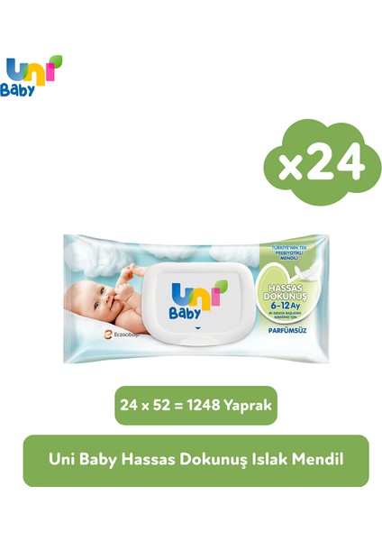 Uni Baby Hassas Dokunus Islak Mendil 24x52 (1248 Yaprak)