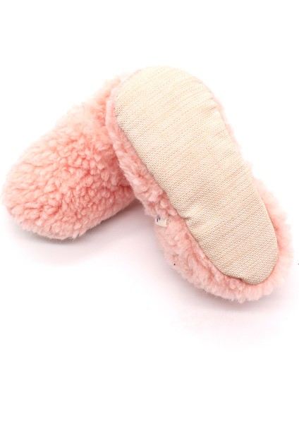 Pudra Pembe Peluş Pamuklu Kaydırmaz Bebek Patik