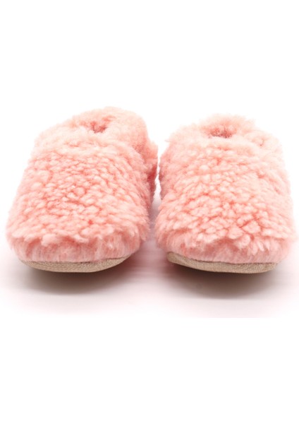 Pudra Pembe Peluş Pamuklu Kaydırmaz Bebek Patik