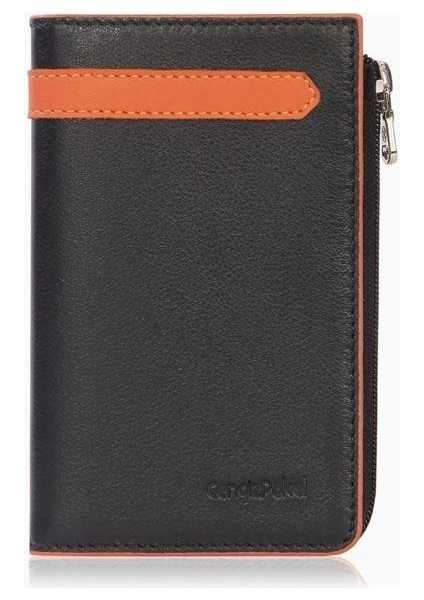 Unisex Deri Fermuarlı Kartlık – 2512Ds - Siyah Kiremit