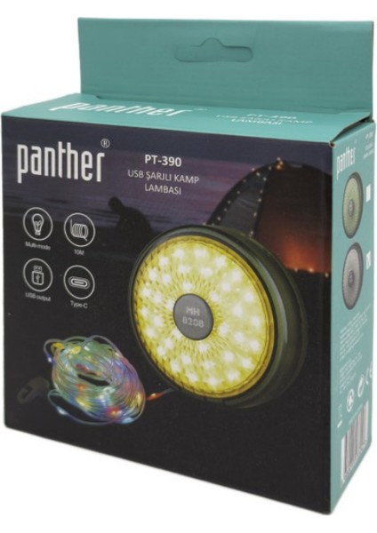PT-390 USB Şarjlı Kamp Lambası ve Şerit LED Renkli