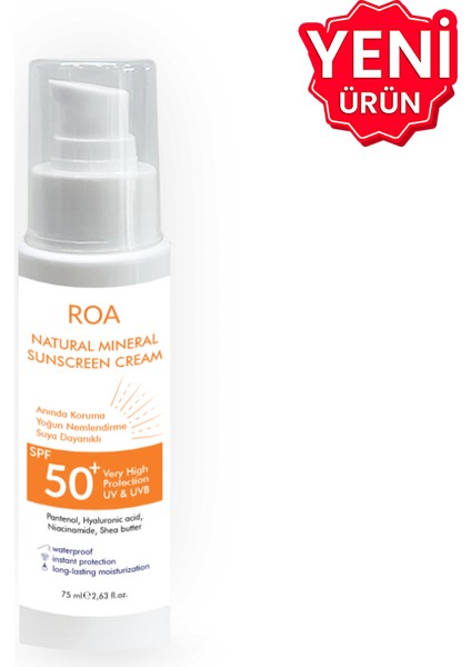 Roa Bitkisel Natural Mineral Sunscreen Cream 75 ml