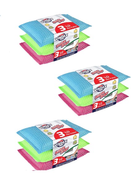 Vindex Hüüpix Sünger 3lü Fileli Display Box 3*3 Paket fiyatları