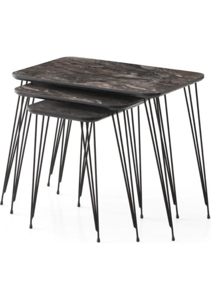 Smart Mdf Modern Tarz Dikdörtgen 3'lü Zigon Sehpa