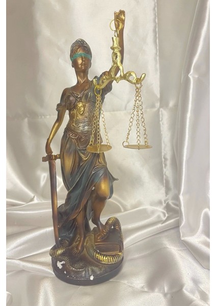 Avukat Adalet Kadın Heykeli Themis Terazi Dekoratif Hakim Mavi Yeşil fırsatları