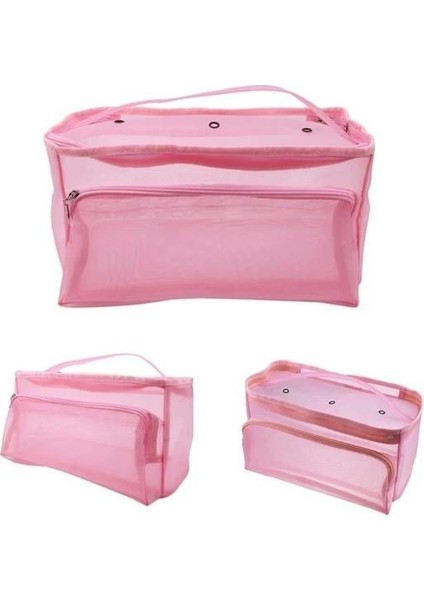 Örgü Çantası, Çok Amaçlı Çanta, Organizer Çanta | Şeffaf Bebe Pembesi LE62 fırsatları