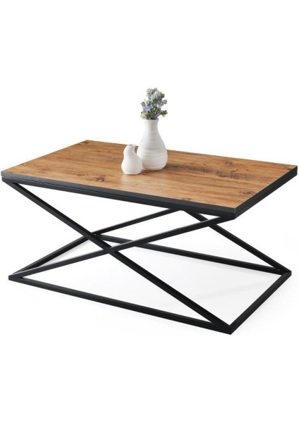 Çapraz Metal Dikdörtgen Orta Sehpa 100X60CM