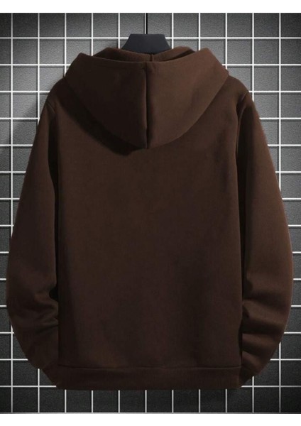 Erkek Kahverengi Dikey Baskılı Oversize Sweatshirt modelleri