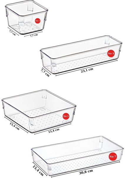 5 Parça Çekmece Içi Punto Drawer Düzenleyici Organizer Şeffaf