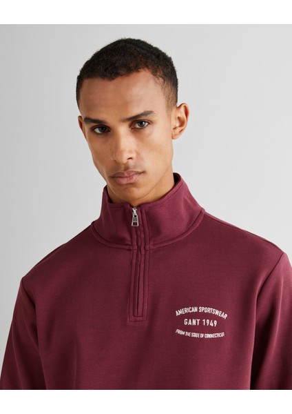Erkek Bordo Regular Fit Yarım Fermuarlı Logolu Sweatshirt 2015071.638 fırsatları