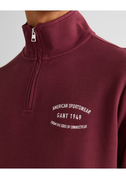 Erkek Bordo Regular Fit Yarım Fermuarlı Logolu Sweatshirt 2015071.638 indirimleri