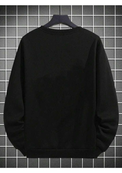 Unisex Siyah Pusula Baskılı Bisiklet Yaka Sweatshirt fiyatları