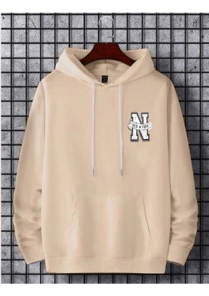 Erkek Bej Oversize New York Baskılı Sweatshirt fiyatları
