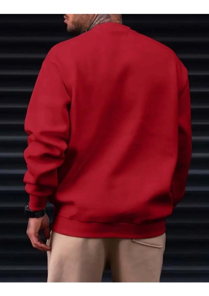 Erkek Kırmızı Oversize Whatever Baskılı Bisiklet Yaka fiyatları