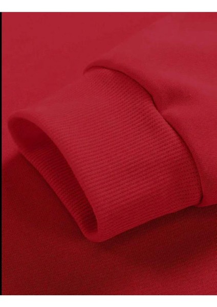 Erkek Kırmızı Oversize Whatever Baskılı Bisiklet Yaka modelleri