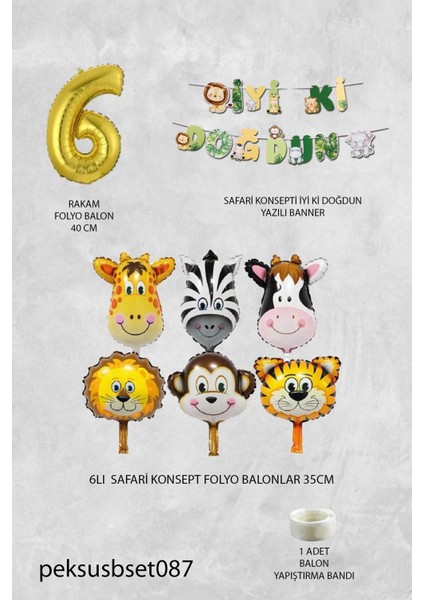Safari temalı doğum günü parti seti yaş balonlu bannerlı doğum günü süsleme seti fiyatları