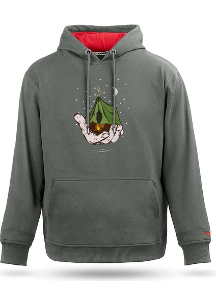 Kamp ve Gece Tasarım Kapşonlu Sweatshirt