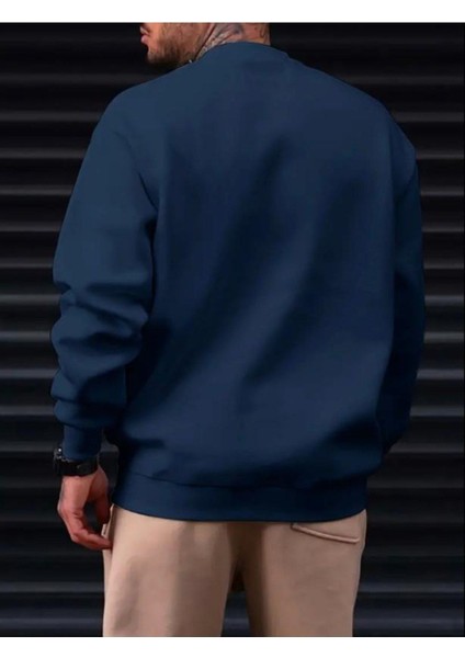 Erkek Lacivert Oversize Whatever Baskılı Bisiklet Yaka fiyatları