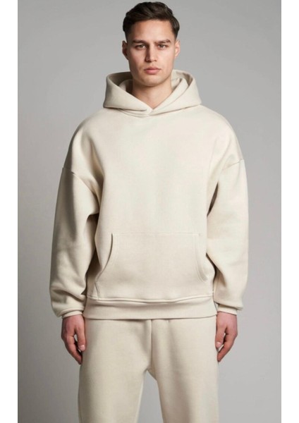 Erkek Bej Rengi Oversize Sweatshirt