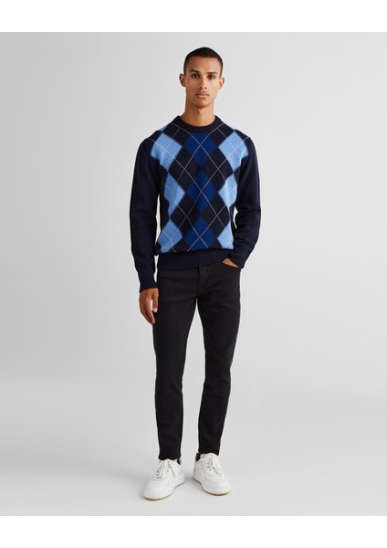 Erkek Lacivert Regular Fit Bisiklet Yaka Desenli Kazak 8060072.433 modelleri