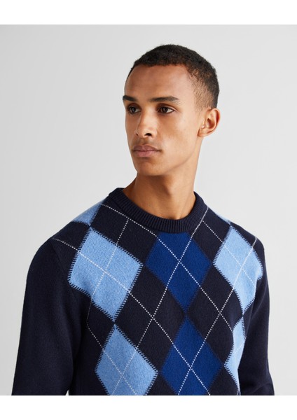 Erkek Lacivert Regular Fit Bisiklet Yaka Desenli Kazak 8060072.433 fırsatları