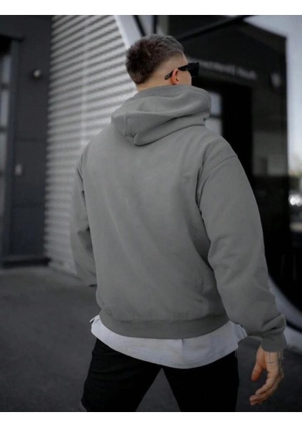 Erkek Nardo Gri Believer Baskılı Oversize Sweatshirt fiyatları