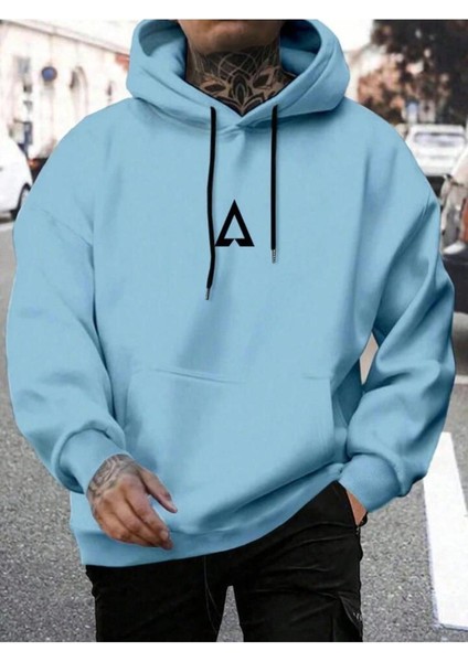 Erkek Bebe Mavi Üçgen Baskılı Sweatshirt