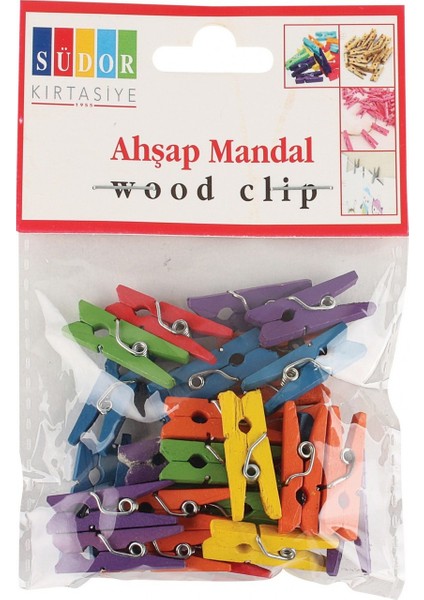 Tsdinç Store Küçük Ahşap Mandal Mini Mandal 3cm 24 Adet - Dekoratif Mandal Renkli Mandal Fotoğraf Mandal