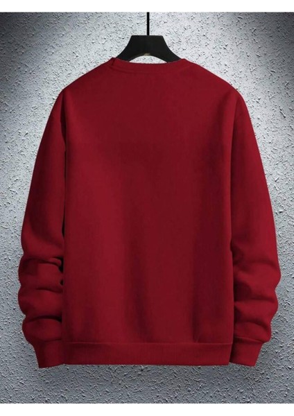 Erkek Kırmızı Paris Baskılı Bisiklet Yaka Sweatshirt fiyatları