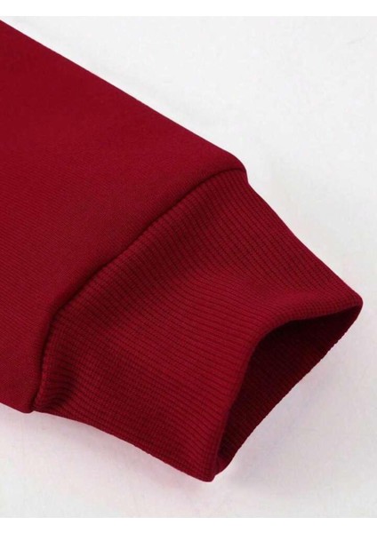 Erkek Kırmızı Paris Baskılı Bisiklet Yaka Sweatshirt fırsatları