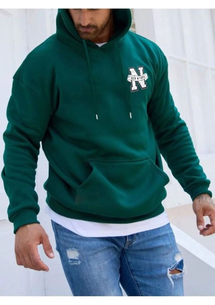 Erkek Yeşil Oversize New York Baskılı Sweatshirt fiyatları