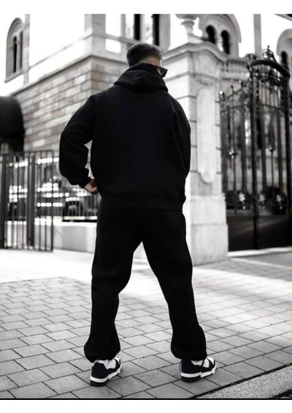 Erkek Siyah Believer Baskılı Oversize Sweatshirt modelleri