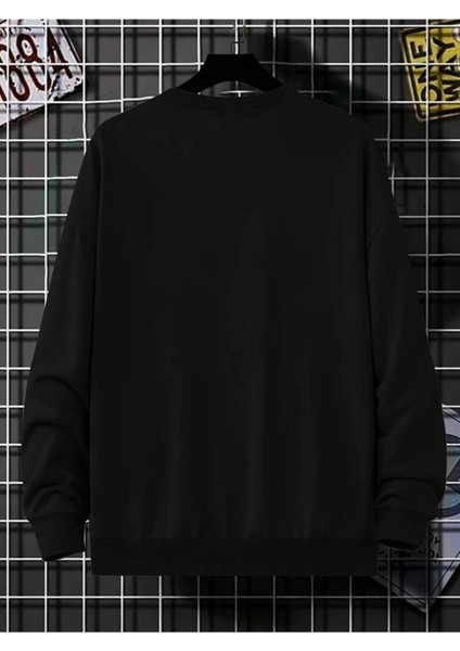Erkek Siyah Boston Baskılı Oversize Sweatshirt fiyatları