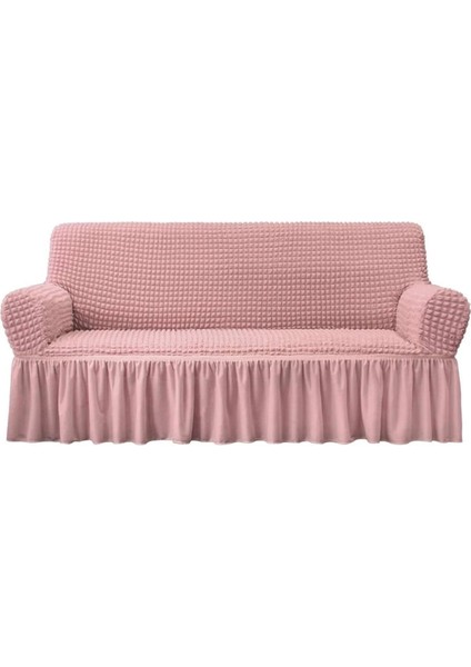Bürümcük Lastikli Kanepe Örtüsü Likralı Koltuk Örtüsü 3'Lü Burumcuk Çekyat Örtüsü Pudra